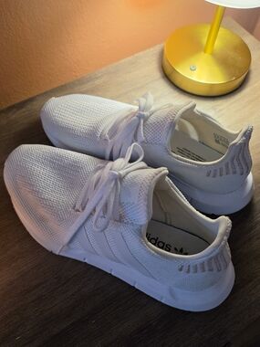 Adidas Womens All-White Knit Lace-Up Sneakers - Brand New, Worn Once